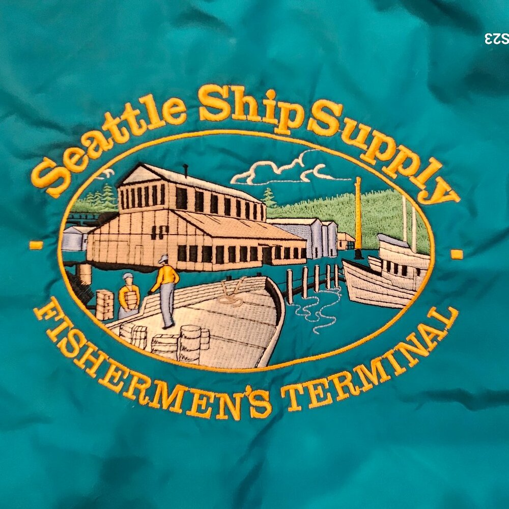 New with labels, Seattle Ship Supply Embroidered Jacket, Medium, Teal Color,